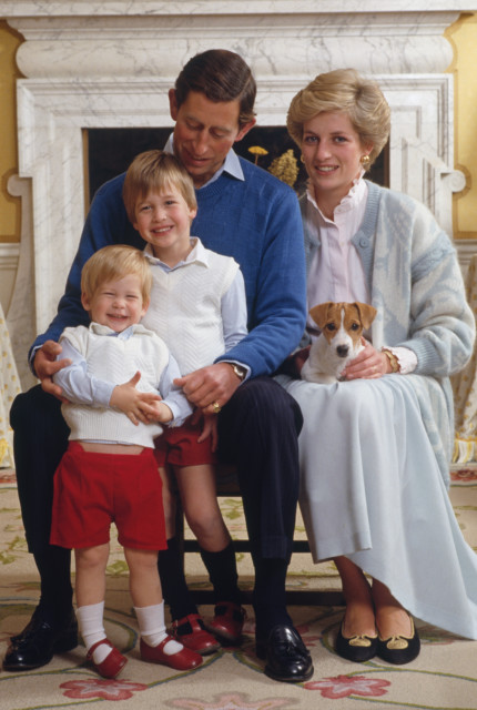 Prince Charles and Princess Diana with their sons as young boys