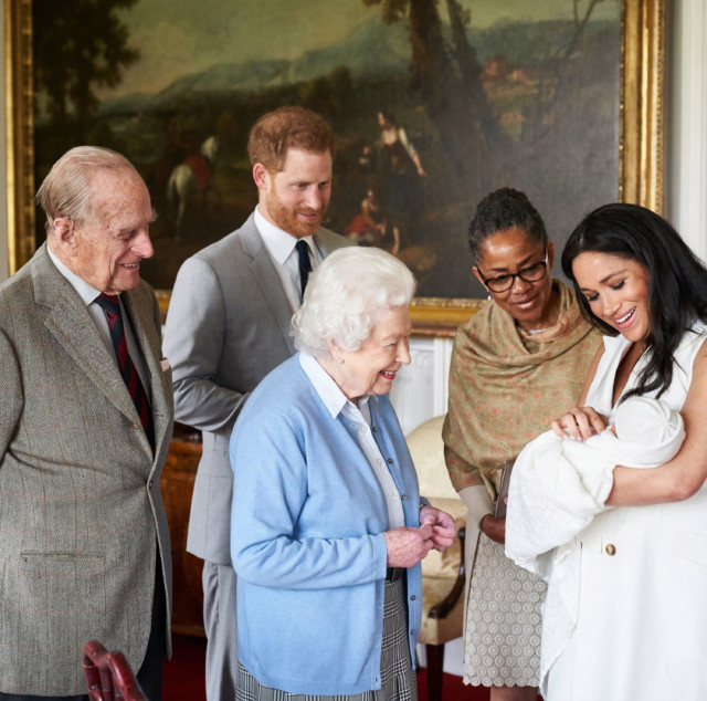 The Queen and Prince Philip meet baby Archie after his birth in 2019