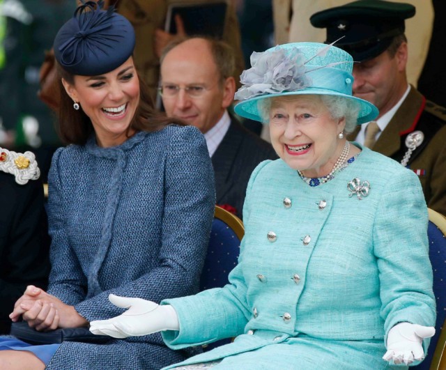 In 2012, the Queen was joking with the Duchess of Cambridge during a Diamond Jubilee visit to Nottingham