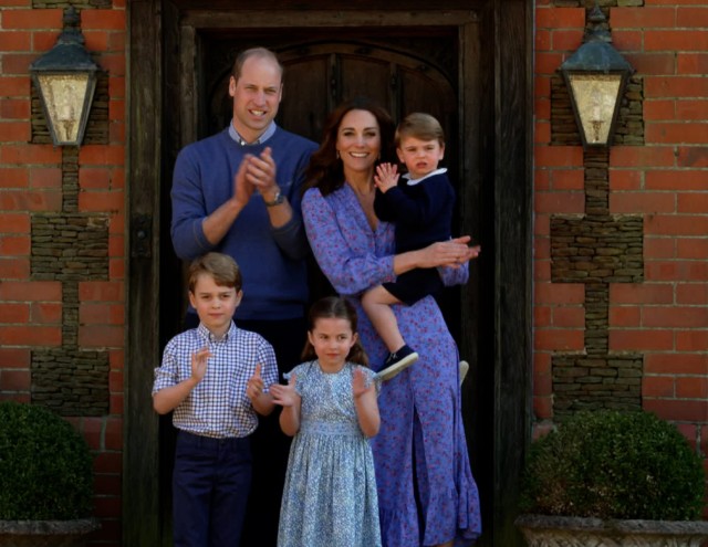 Prince William, his wife Kate Middleton, and their children George, Charlotte and Louis lead the nation's Clap For Carers