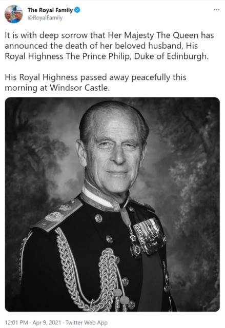 Buckingham Palace announced the news of Prince Philip's passing at midday