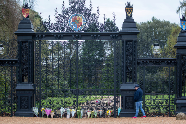 Flowers were also laid at  flowers at Sandringham House's Ornate Gates