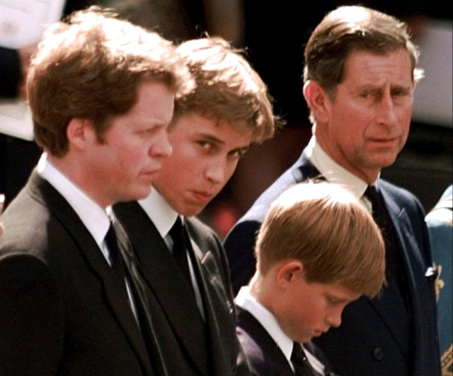 William and Harry at their mother's funeral in 1997