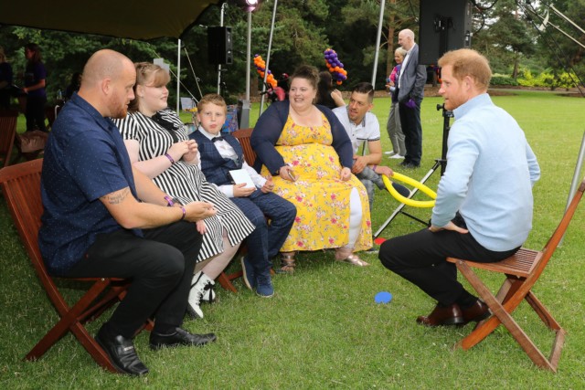 Prince Harry met with families today at Kew Gardens, in London