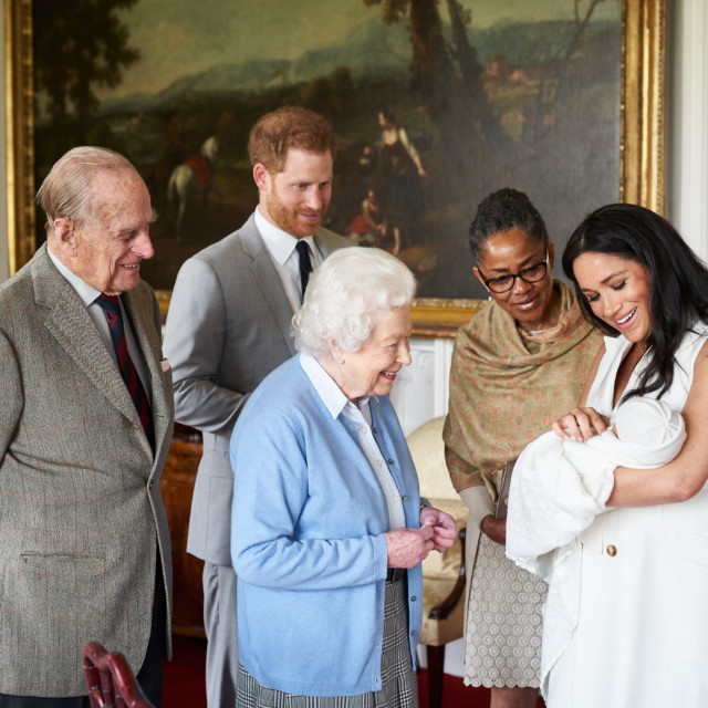 The Queen with the Sussexes' first born, Archie