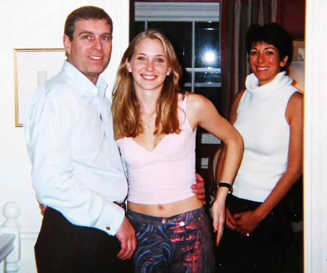 The Duke, pictured with Ms Roberts and Ghislaine Maxwell, vehemently denies the accusation