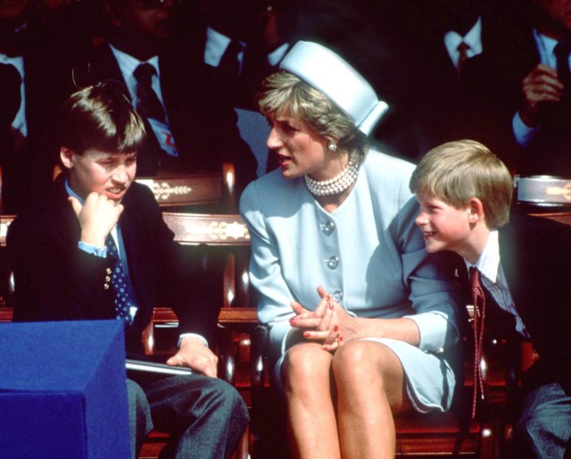 Pictured with their mother, Princess Diana