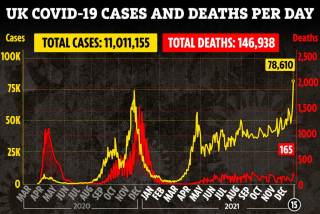 Covid cases and deaths over the pandemic