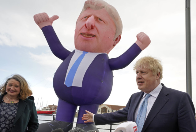 PM with lookalike inflatable as he visits Hartlepool after historic victory ousting Labour