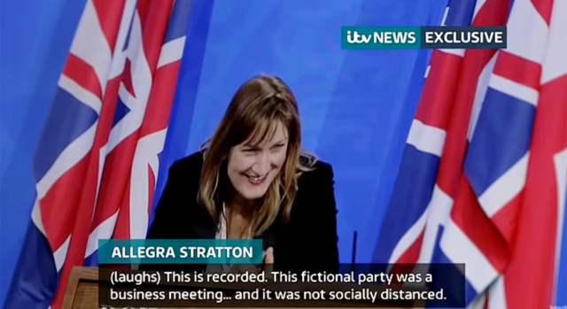 Allegra Stratton was filmed being asked about an alleged Christmas Party in No10