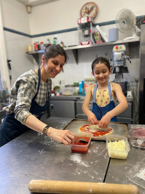 Freed Nazanin Zaghari-Ratcliffe settled back into home life yesterday by making pizza with her daughter Gabriella